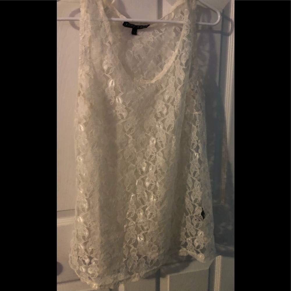 Last Kiss Lace Top, Off White/Cream, Size Large